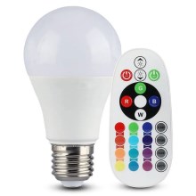 LED RGB Stmievateľná žiarovka A60 E27/8,5W/230V 3000K + diaľkové ovládanie